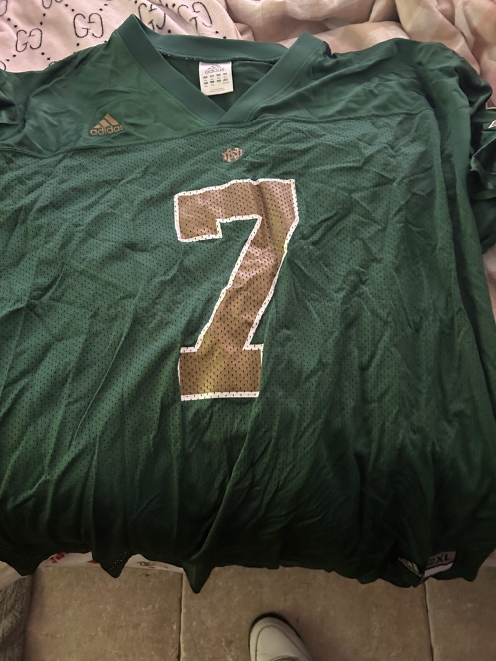 adidas Green Mesh Football Jersey with Gold Number